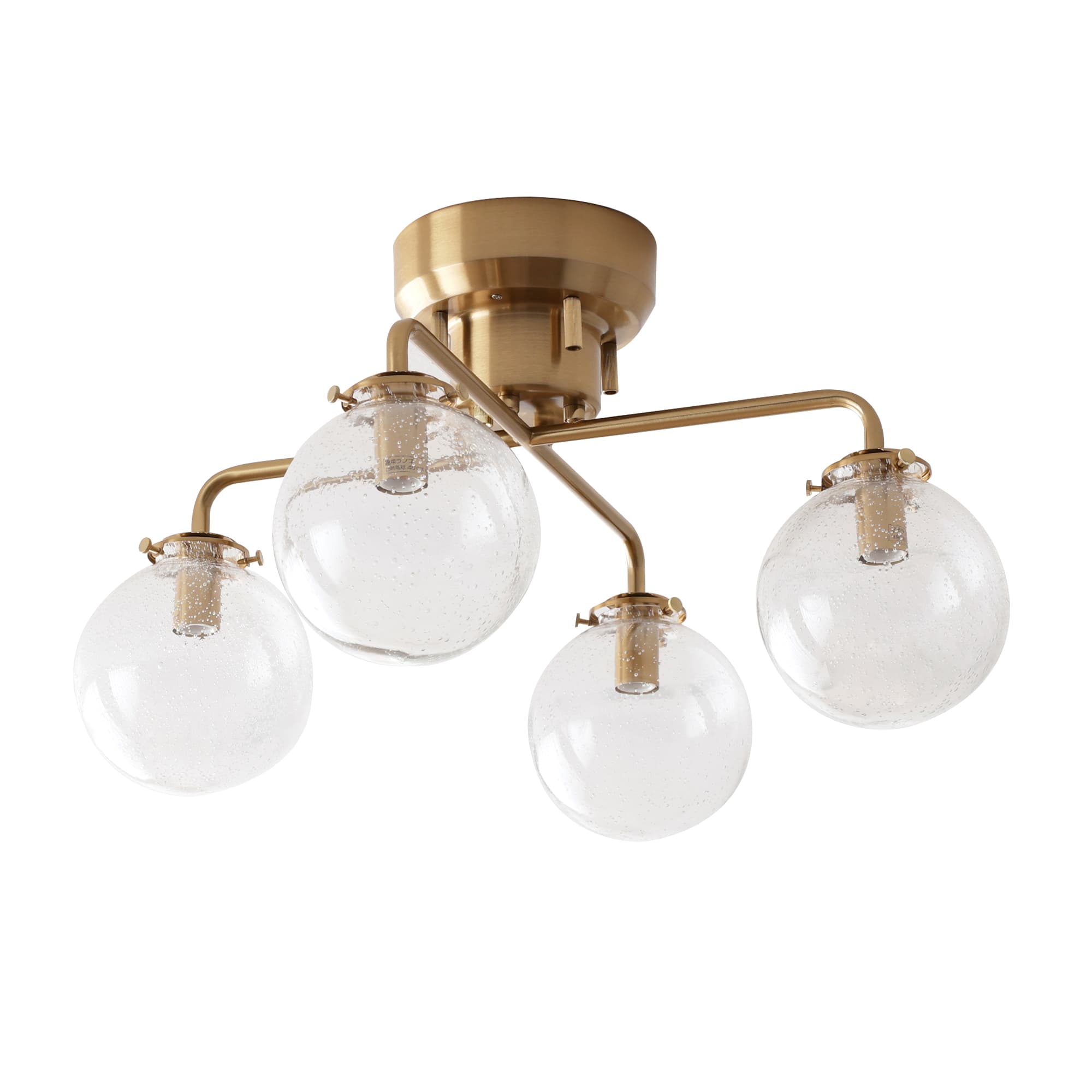 あす着] シーリングライト ゴールドフレーム ガラス 4灯 リモコン付き