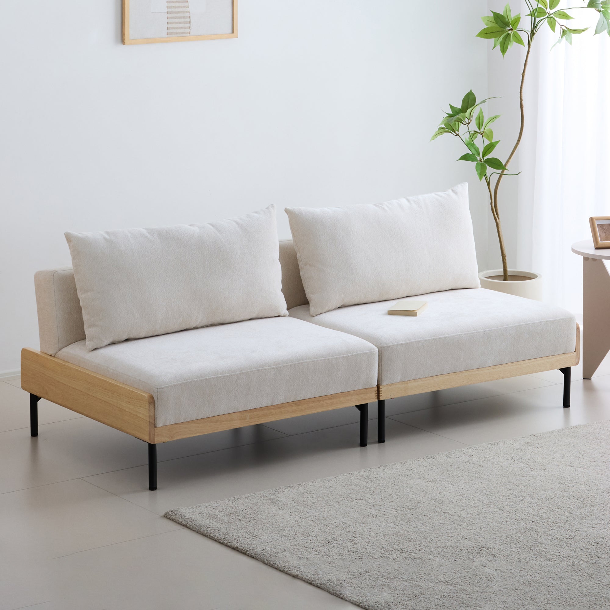 あす着] ソファ 幅178cm 2人掛け ソファベッド 6段階 天然木