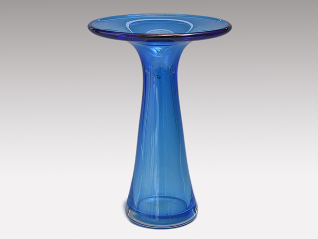 淡島雅吉（造）ブルー ガラス花瓶 | 古美術ささき