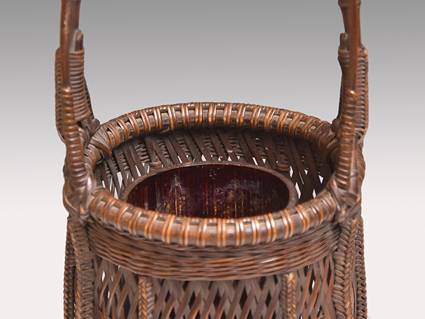 初代 田辺竹雲斎 釣藤形 花籃 高さ：47cm 花籠 共箱 | 古美術ささき