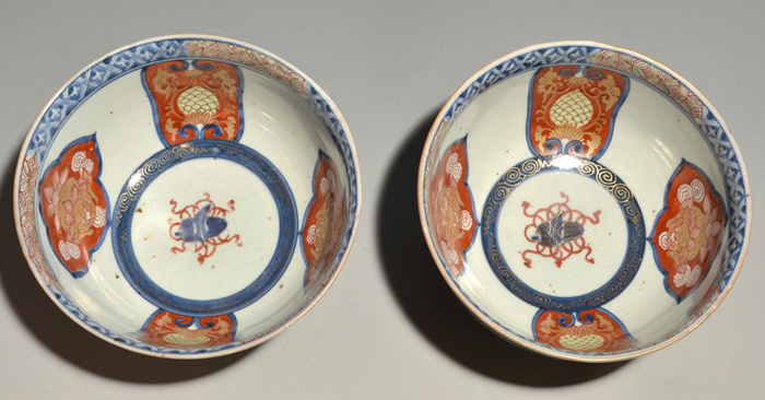 古伊万里金襴手 色絵獅子に宝珠文 鉢 一対 菓子器 江戸時代中後期頃