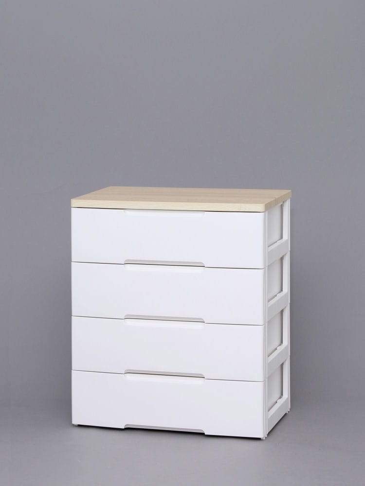 ウッドトップチェスト 幅80．5cm 5段 ホワイト HG－805 の
