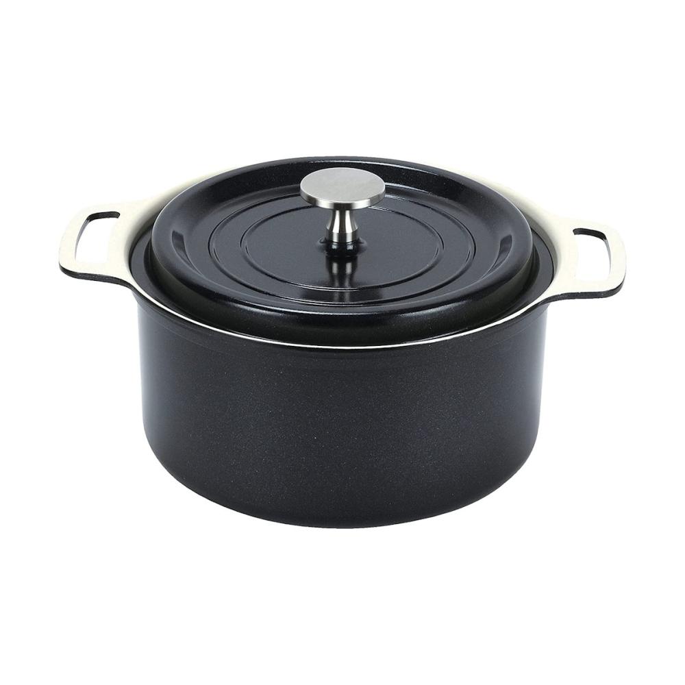 パール金属 無水調理ができるIHセラミック両手鍋 18cm ブラック