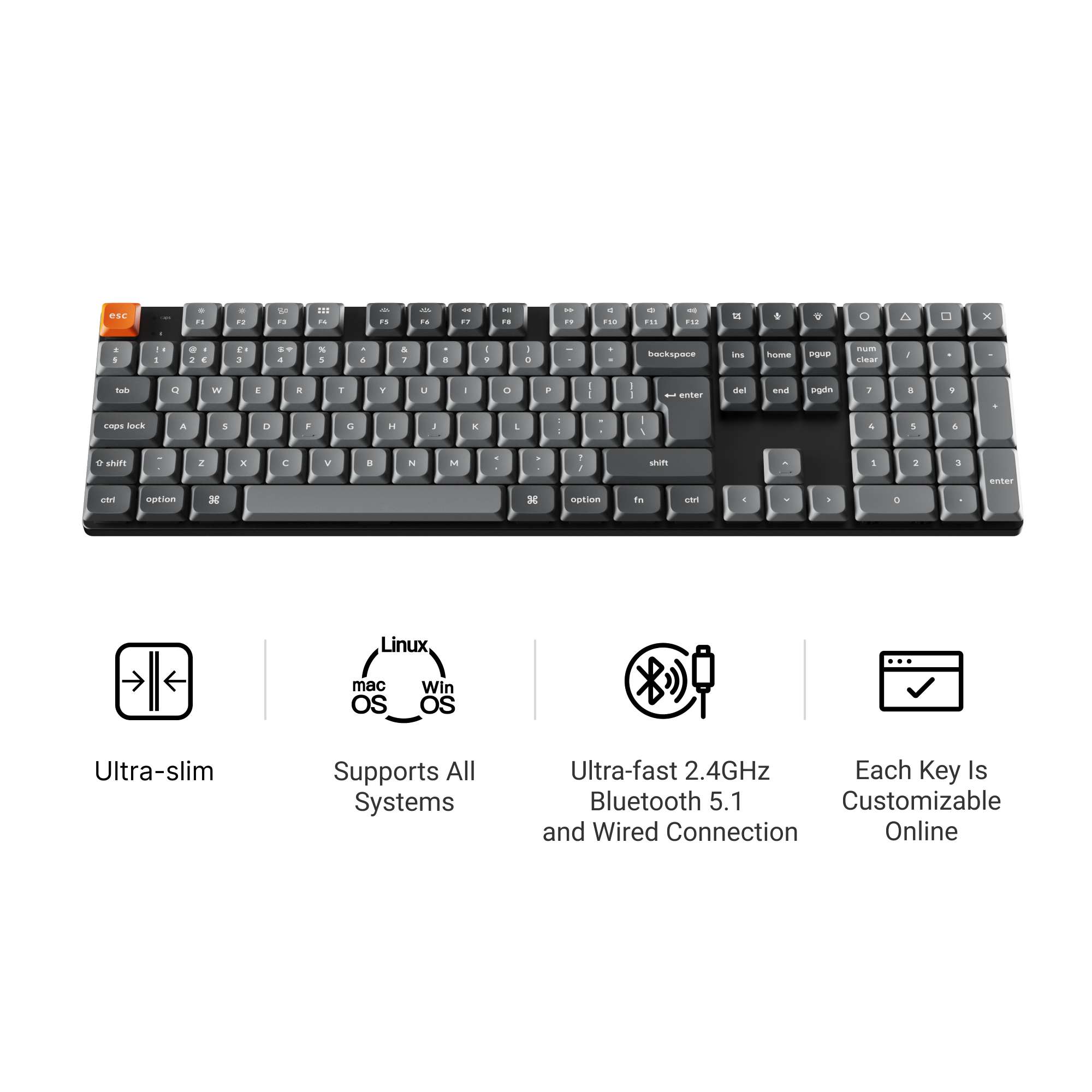 Keychron K5 Max QMK Wireless Custom Mechanical Keyboard ISO Layout