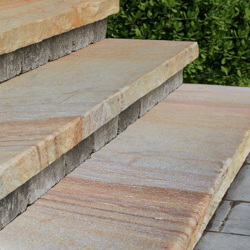 Harvest Gold Sandstone | Thermal-Top Treads | Kafka Granite