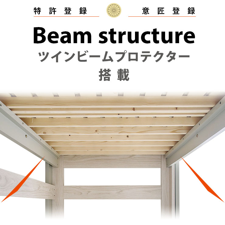 特許構造 ロフトベッド ロータイプ honey(ハニー) ワードローブ付き