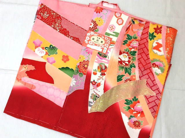 女の子正絹四つ身 長襦袢付 ピンク 束ね熨斗 七五三 113f9091 - きもの