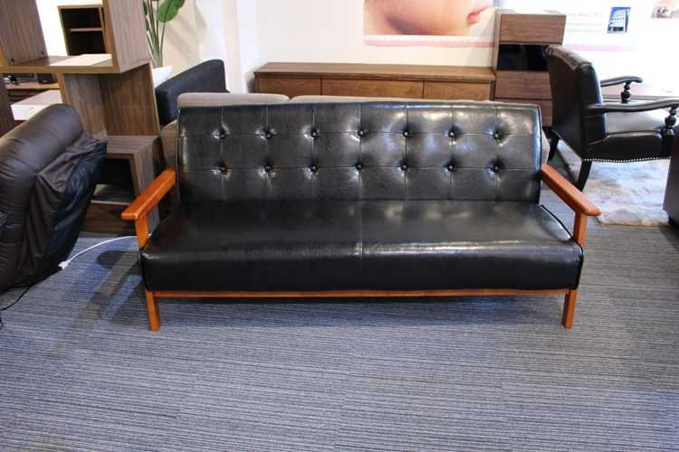 SF-3488 1人掛けソファー黒ブラック 64cmバイキャストレザー