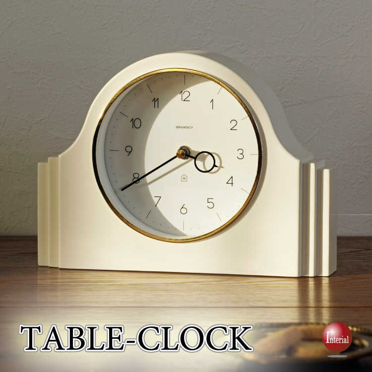 CL-2581 白ホワイトの可愛い置き時計・静かな連続秒針