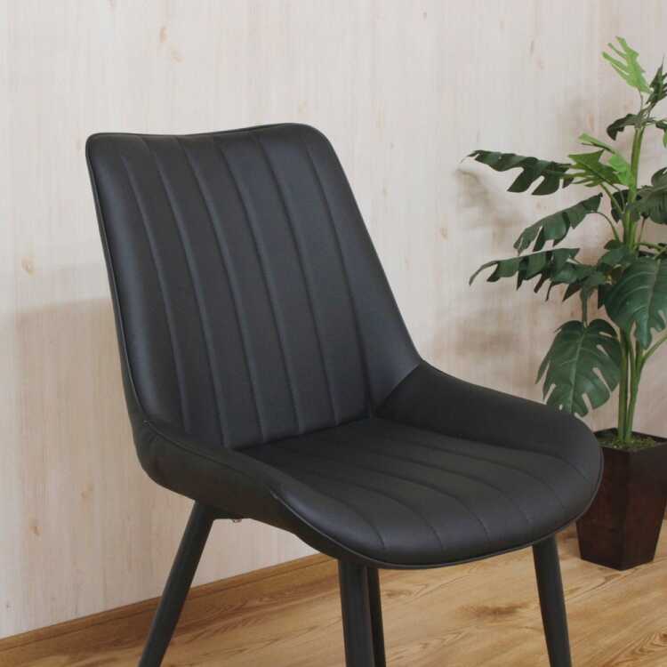 CH-4123 上品なPUレザー製のダイニングチェア・黒ブラック