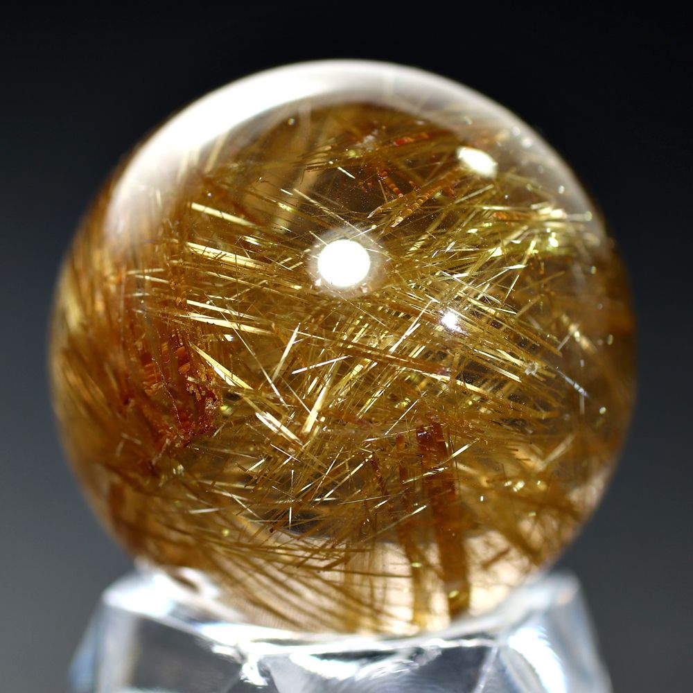 高品質]ブラジル産ゴールドルチルクォーツ丸玉/スフィア（直径29.5mm