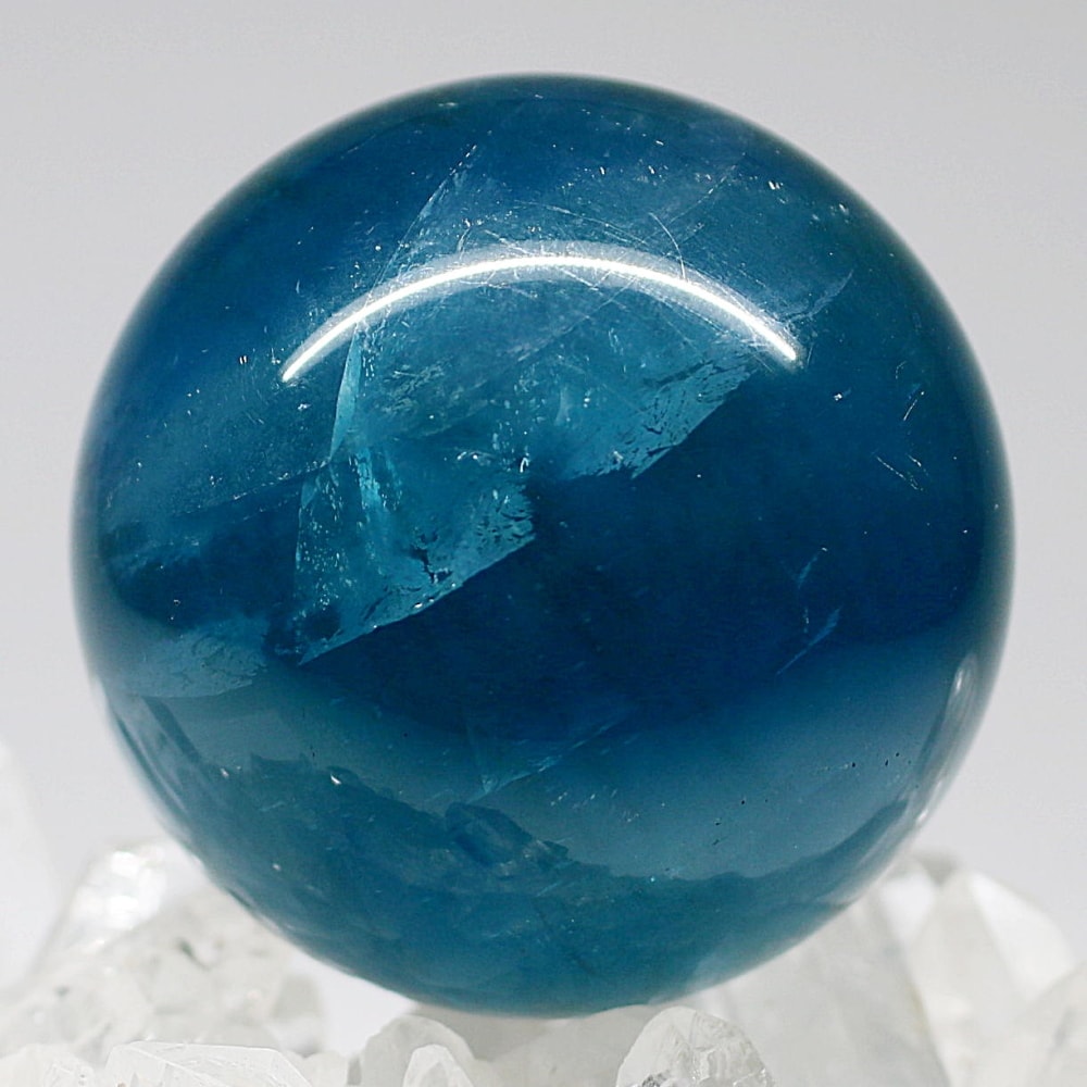 高品質]ディープブルーフローライト丸玉/スフィア（直径52.1mm