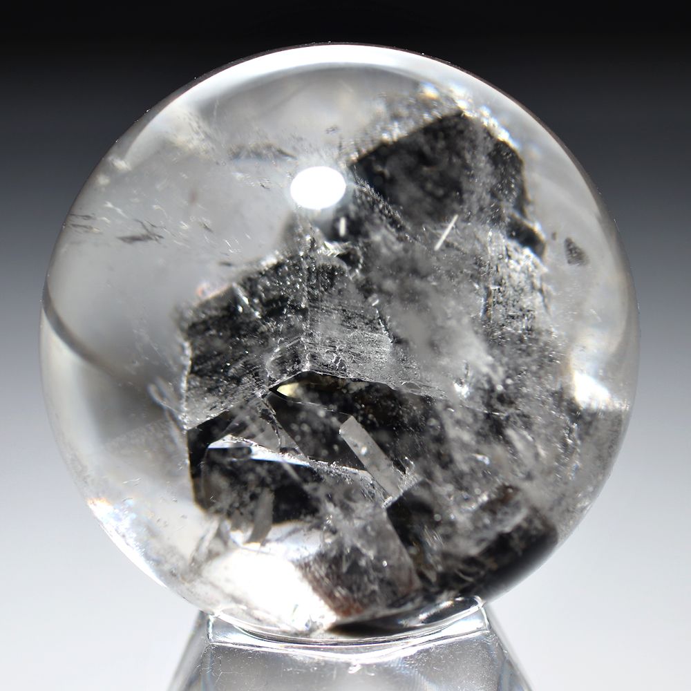 珍品！]ブラジル産レインボー水晶丸玉/クローライト結晶内包スフィア