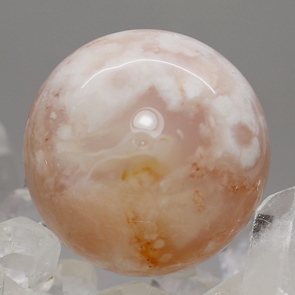マダガスカル産]桜アゲート丸玉/桜瑪瑙スフィア（直径約30.1mm