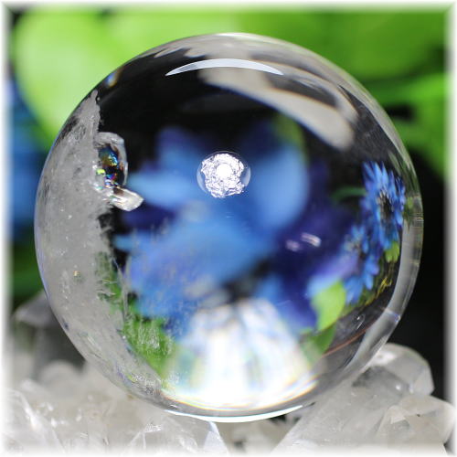 最高品質]虹入り天然水晶丸玉/スフィア（貫入） - 埼玉県吉川市の