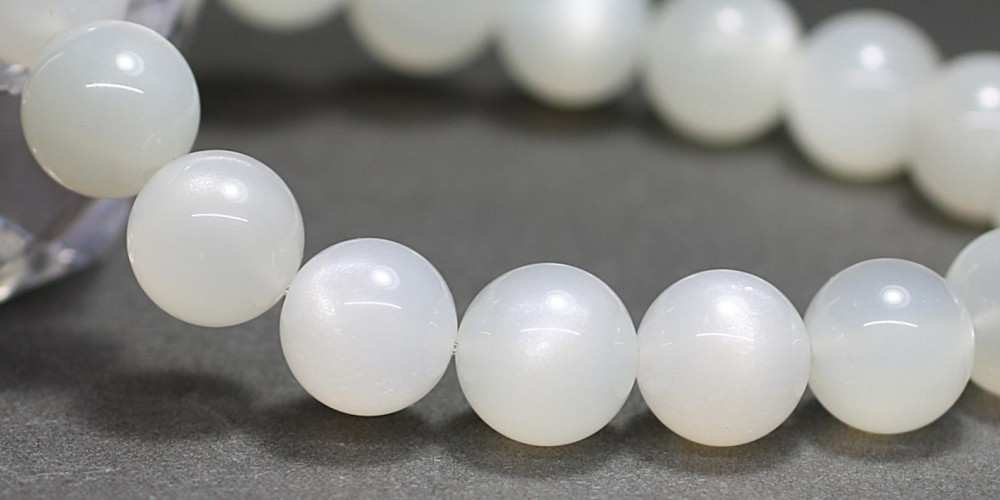 高品質]ホワイトムーンストーンブレスレット（約11mm玉） - 埼玉県吉川