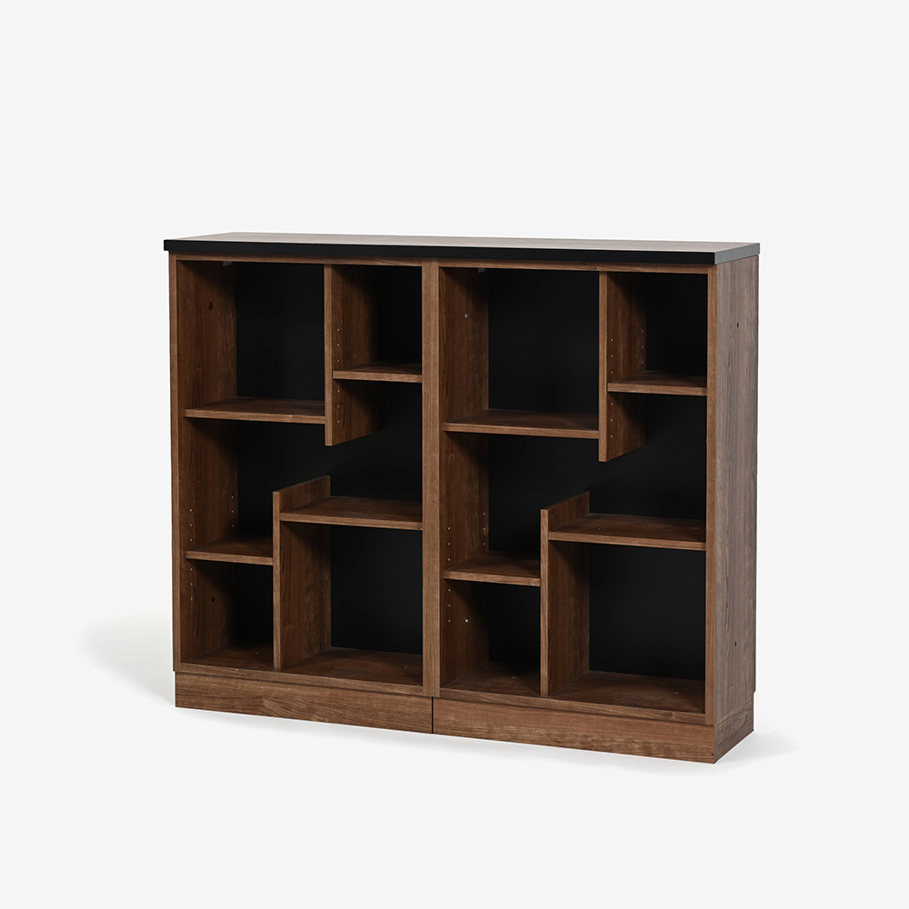 ブックシェルフ「ホリス」DBダーク＆ブラック色 書棚DD-HB600 天板・台