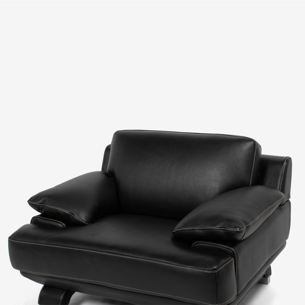 アームチェア 1人掛け「L/S 01（エルエス01）」幅113cm 革ブラック色