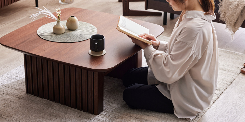 センターテーブル「ルーク2」ウォールナット色（WN）全2サイズ