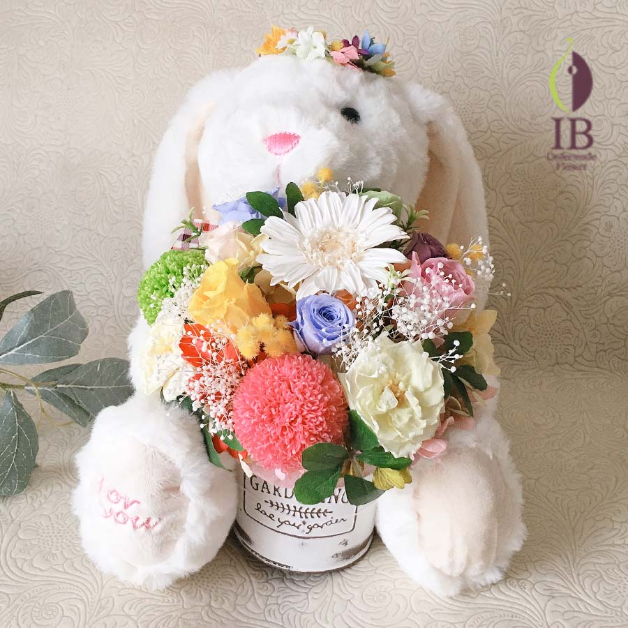 ぬいぐるみアレンジ210404s | ブリザーブドフラワーのオーダーメイド