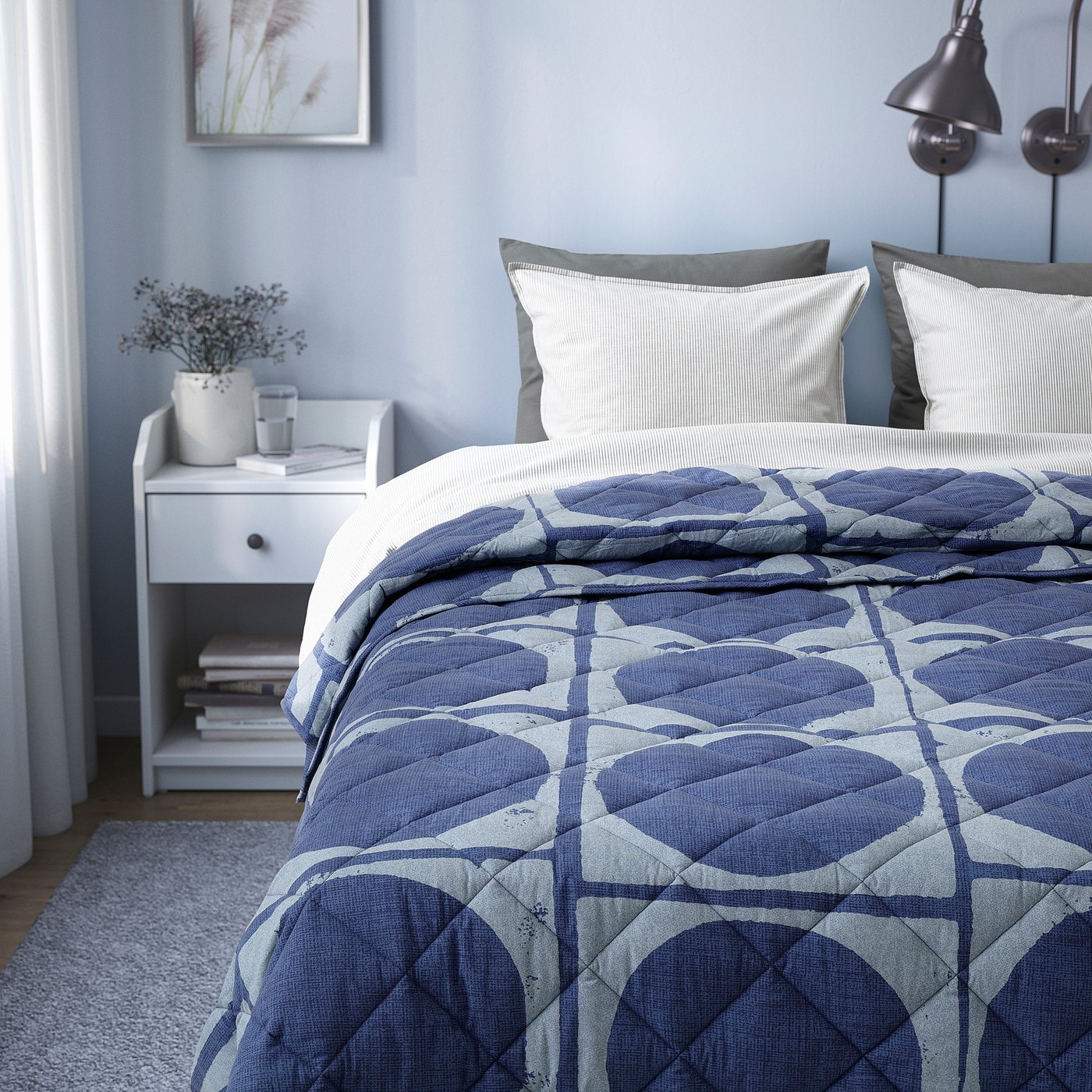 JORDRANUNKEL comforter, dark blue, 230x250 cm (91x98