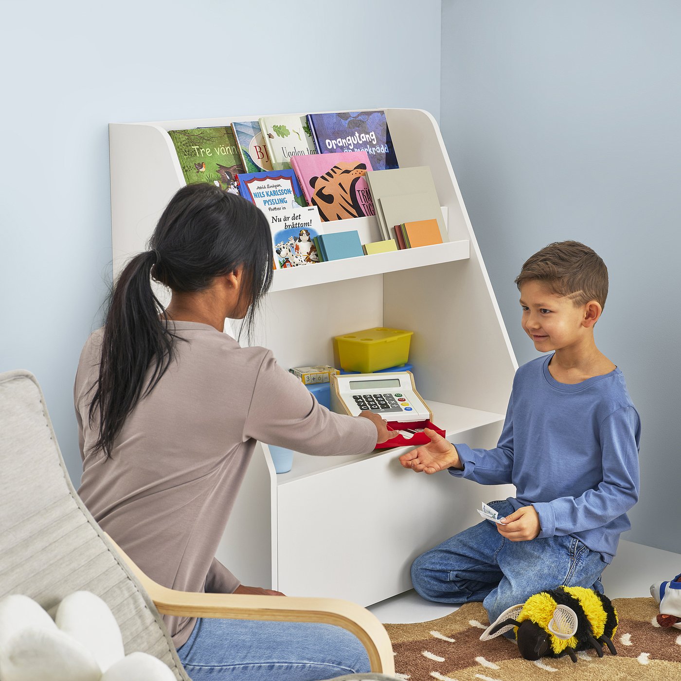 BERGIG ベリグ ブックディスプレイ 収納付き, ホワイト - IKEA