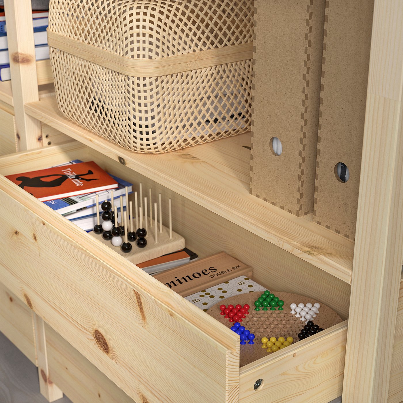 IVAR イーヴァル シェルフユニット キャビネット/引き出し付き, パイン