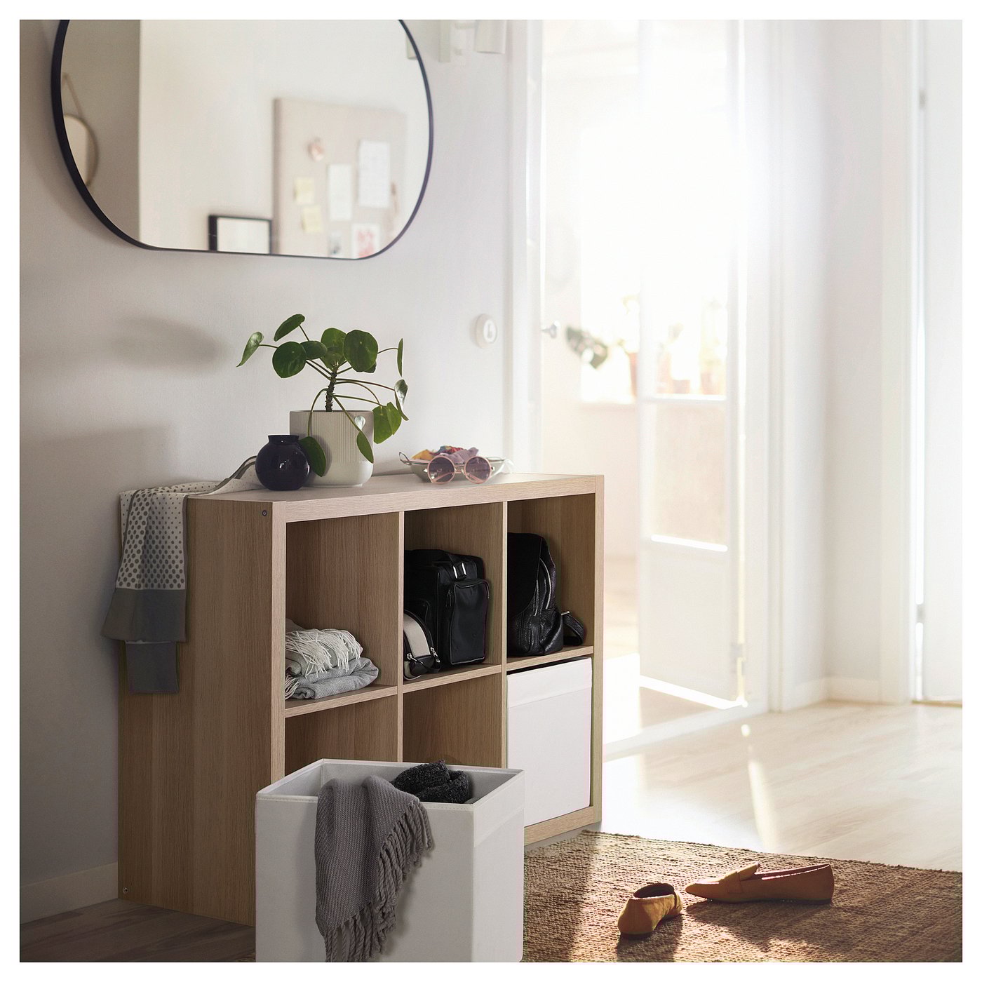 KALLAX カラックス シェルフユニット, ホワイトステインオーク調