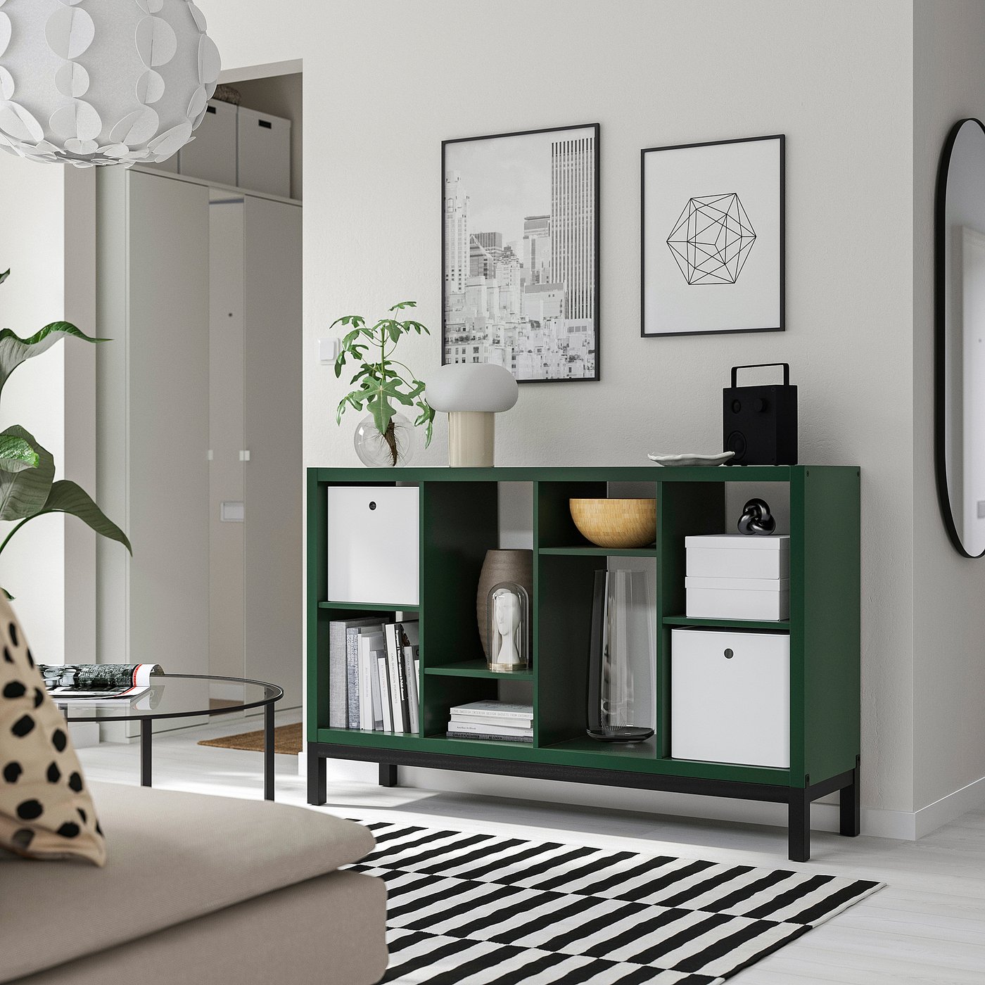 KALLAX カラックス シェルフユニット 下部フレーム付き, ダーク