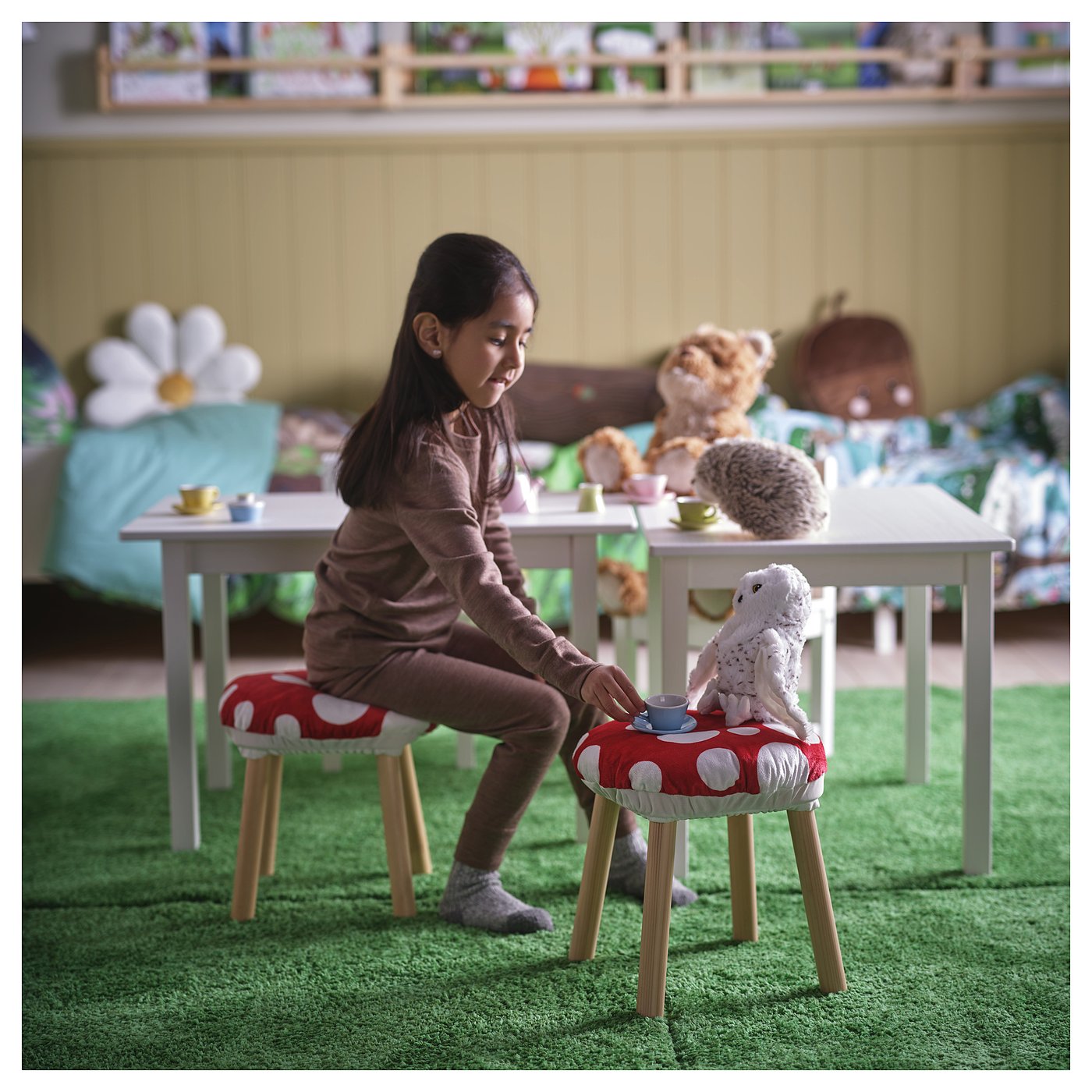 SKOGSDUVA スコグスデューヴァ スツール用カバー, キノコ形/レッド