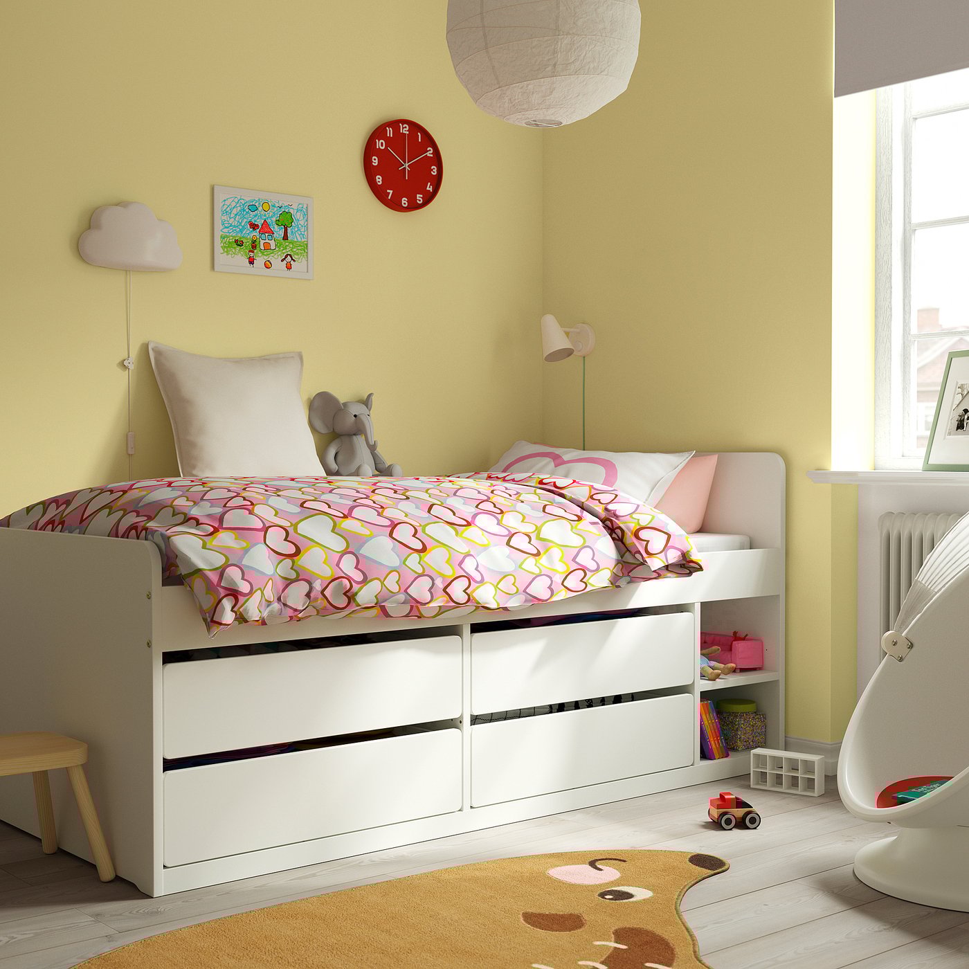 SLÄKT スレクト ベッドフレーム 収納付き, ホワイト - IKEA