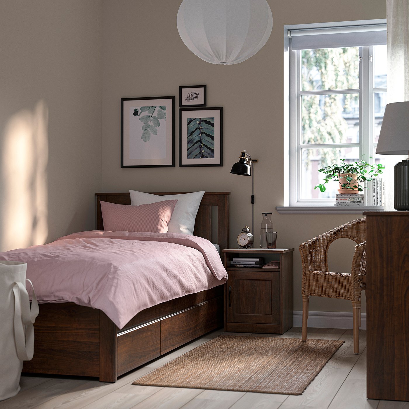 SONGESAND ソンゲサンド ベッドフレーム 収納ボックス2個付き