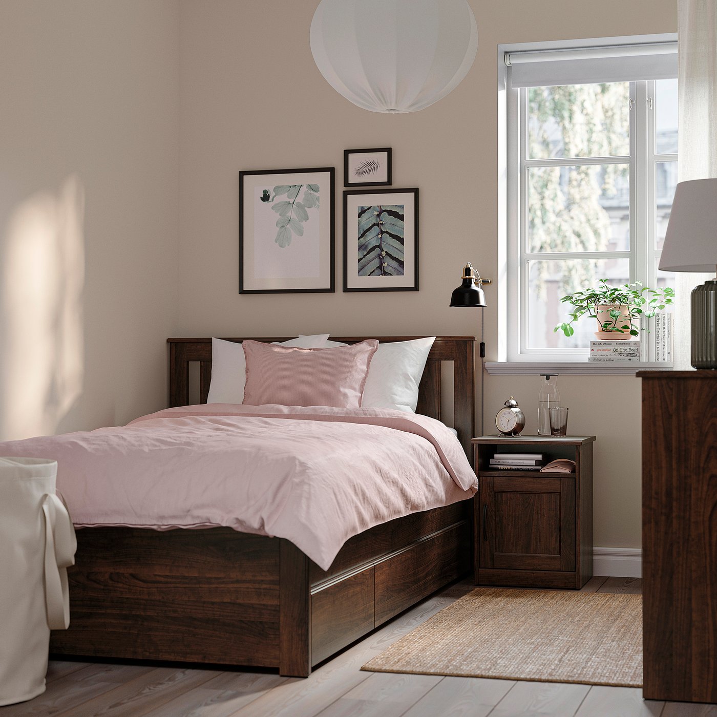 SONGESAND ソンゲサンド ベッドフレーム 収納ボックス2個付き