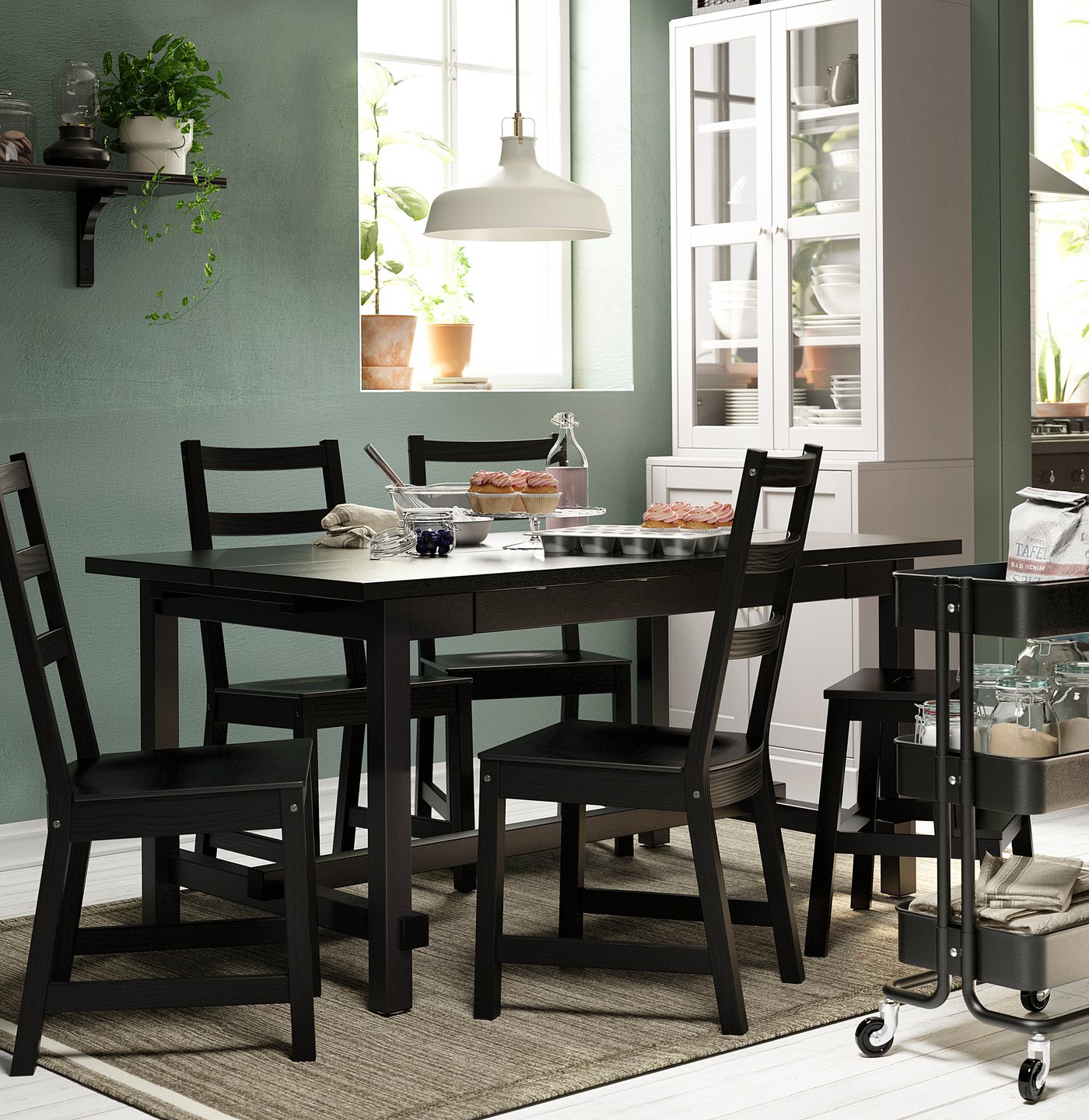 NORDVIKEN Extendable table, black, 59 7/8/87 3/4x37 3/8