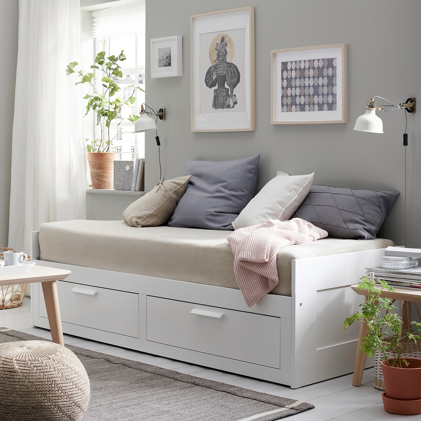 BRIMNES daybed frame with 2 drawers, white, Twin - IKEA