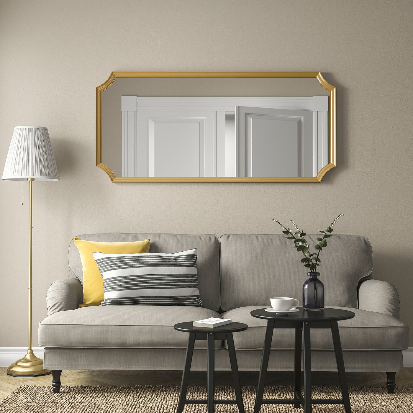 SVANSELE mirror, gold, 283/4x621/4