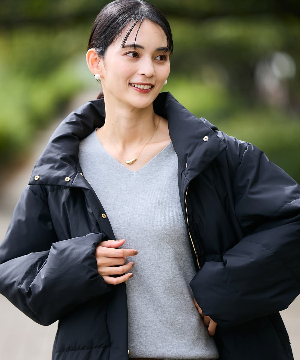 2WAY】スタンドネックショートダウンジャケット(ダウンジャケット