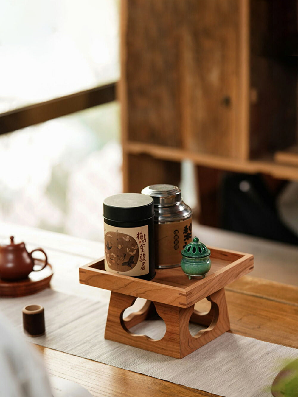 木製トレイテーブル 花瓶台 10％値下げしました 木製トレイテーブル