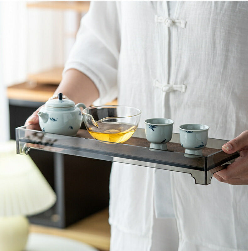 IwaiLoft 夏の定番 高台 トレー 皿 トレイ 30cm 35cm 透明 クリア 卓上