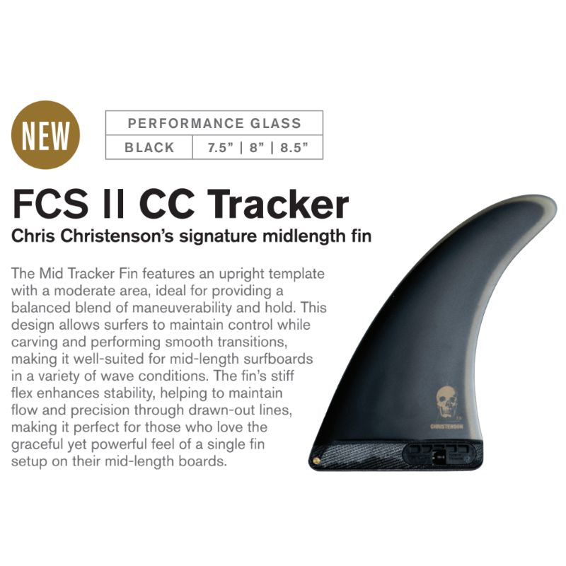 Shop FCS II Christenson Tracker Midlength Fin Black | Hawaii
