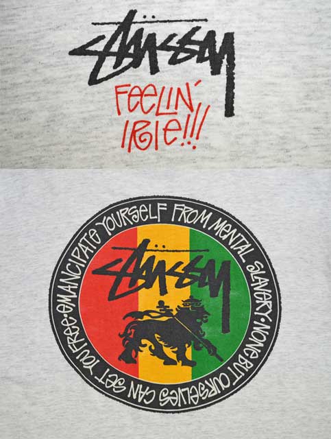 80's OLD Stussy プリントTシャツ “Feelin' Irie!!!”mtp01970902452279