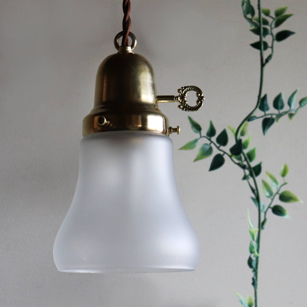 USAヴィンテージフロストガラスシェードペンダントライト吊下照明A