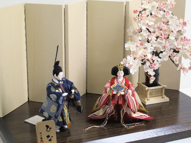 立ち雛明木目屏風大桜創作飾りの通販～選ばれるお店の雛人形