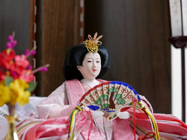 刺繍桜満開雛人形茶塗り六曲屏風紅白梅親王飾りの通販～選ばれるお店の