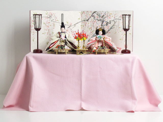 桜の刺繍がかわいいピンクの雛人形桐箱収納親王飾りの通販～選ばれるお