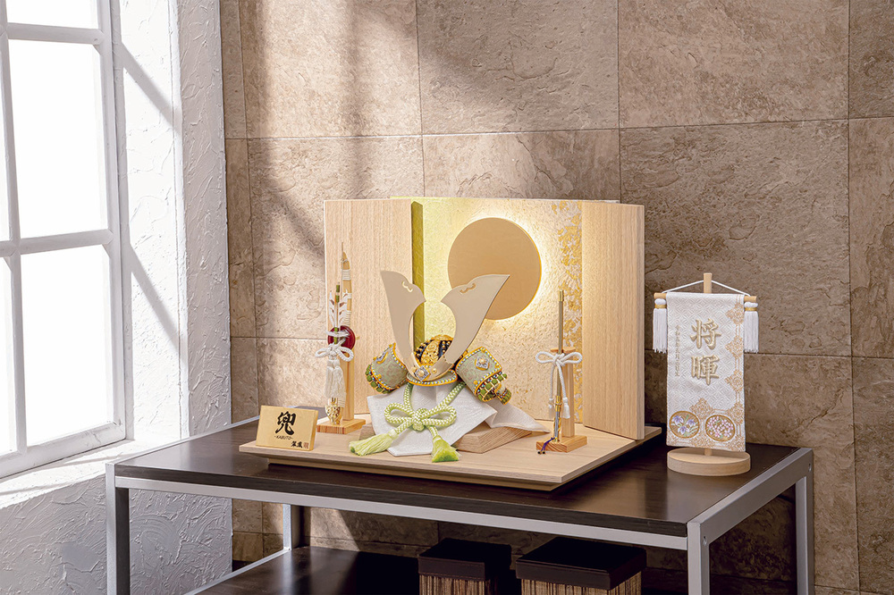 五月人形 平台飾り【P93020】 屏風がLEDライトで灯る♪春を感じる若草