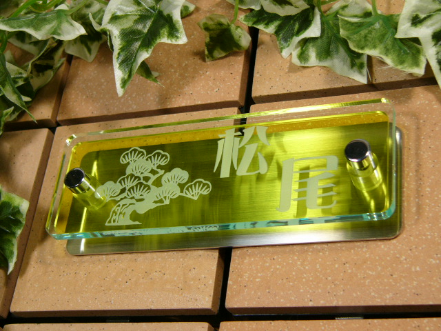 ガラスアクリル表札 カラータイプ サイズ145mm×50mm