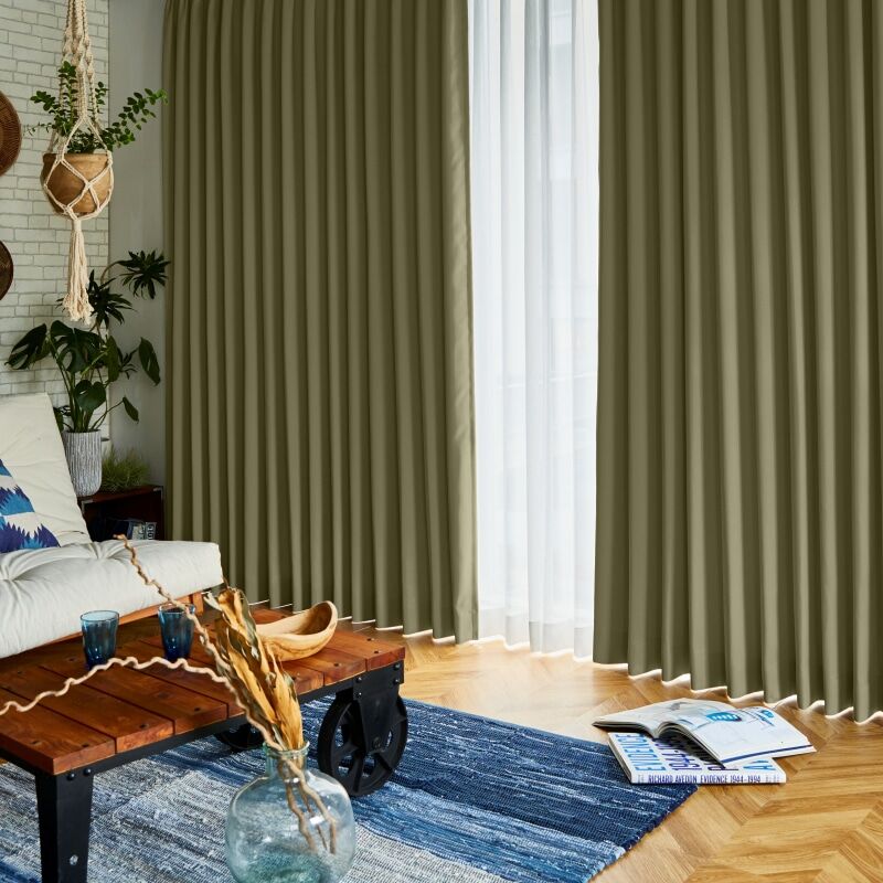 ツル カーテン JD-67264R オリーブ ｜ジャストカーテン