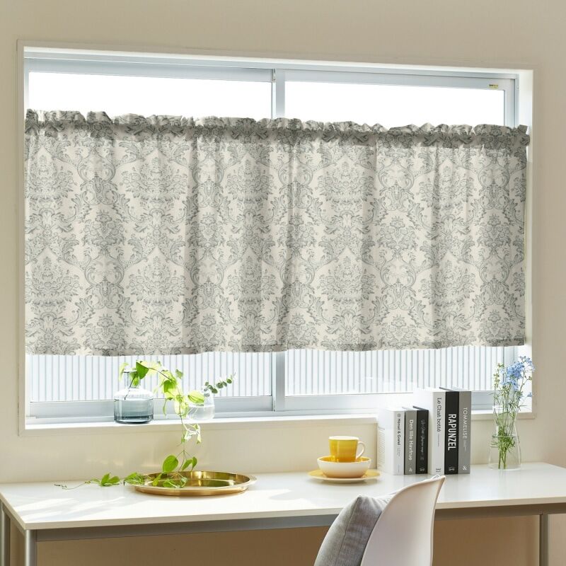 アラビアンダマスク カフェカーテン JD-12238 グレー ｜ジャストカーテン