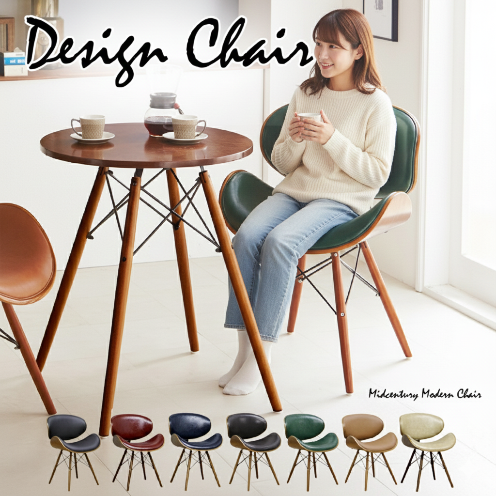 9色対応！ミッドセンチュリー期を彷彿とさせる背と座お丸みが特徴的な